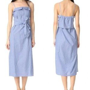 CLUB MONACO Blue Striped Tie Front Sleeveless Radura Midi Dress sz 2